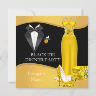 Invitation Dîner de gala corporatif cravate noire jaune
