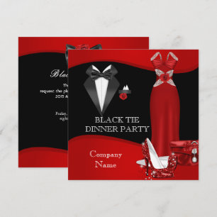 Invitation Dîner de gala d'entreprise cravate noire rouge 3