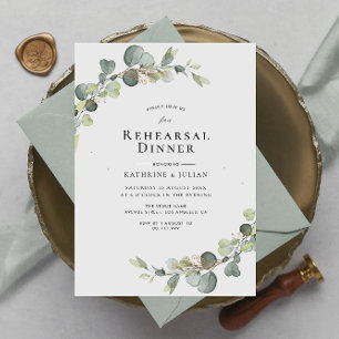 Invitation dîner de la répétition de la verdure eucalyptus in