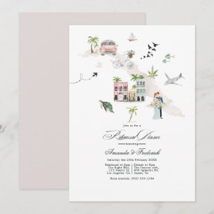 Invitation Dîner de la répétition de mariage de destination à