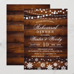 Invitation Dîner de la répétition de mariage d'hiver Invitati