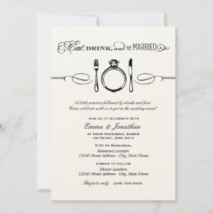 Invitation Dîner de la répétition noire et boire et être mari