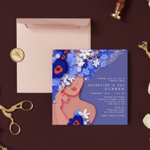 Invitation Dîner de la Saint-Galentin Fille moderne Floral