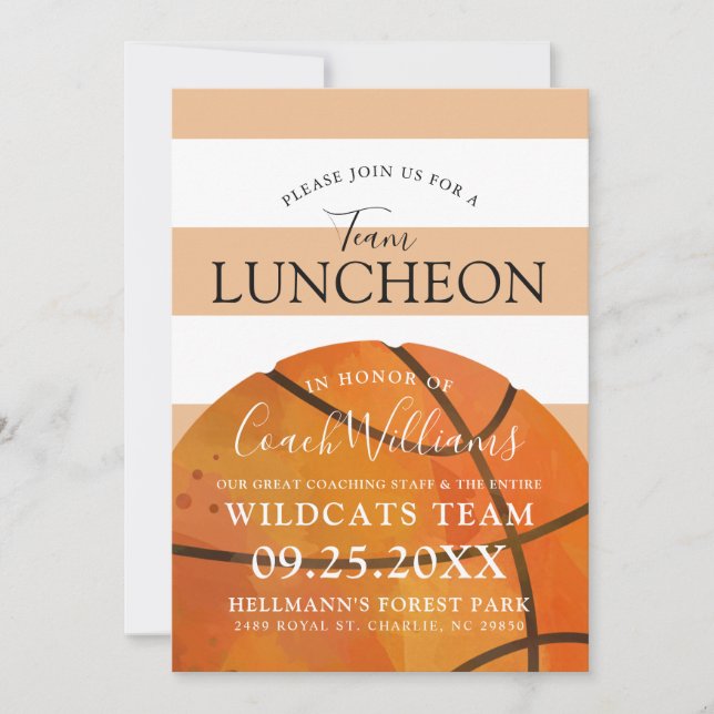 Invitation Dîner de l'équipe de basket-ball en fin de saison  (Devant)