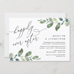 Invitation Dîner de Mariage en Fuite Heureux à Tout Jamais Eu