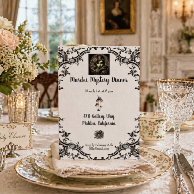 Invitation Dîner de mystère et de meurtre, soirée élégante go (Créateur téléchargé)