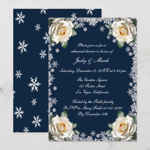 Invitation Dîner de Noël de Flamme de neige aux Roses blanche