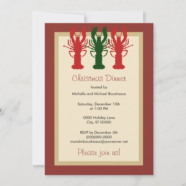 Invitation Dîner de Noël du homard (Devant)