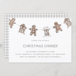 Invitation Dîner de Noël Gray Gray En vichy