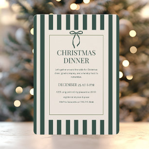 Invitation Dîner de Noël Green Stripe