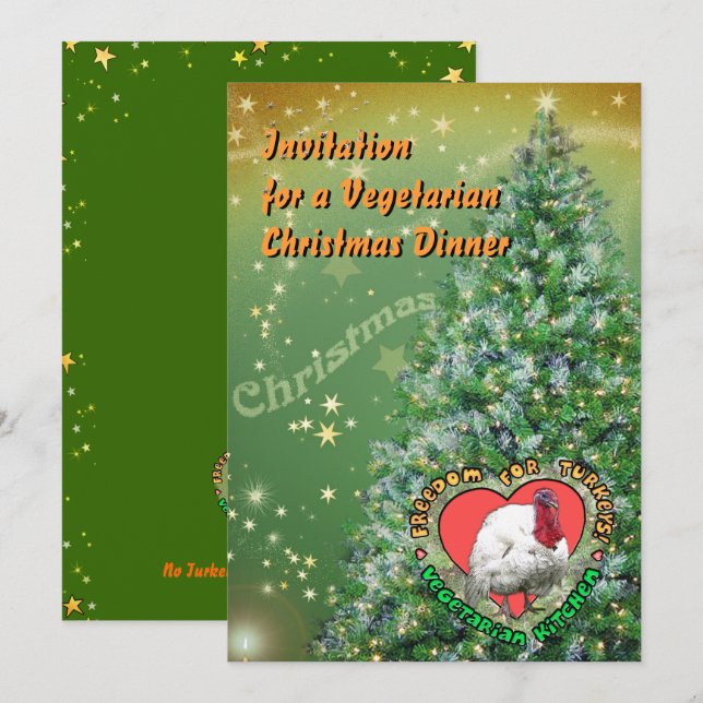 Invitation Dîner de Noël végétarien (Devant / Derrière)