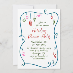 Invitation Dîner de Noël Whimsical à la main