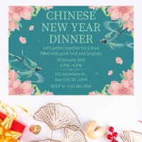 Dîner de Nouvel An Chinois au thé floral sarcelle