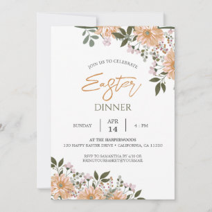 Invitation dîner de Pâques floral aquarelle de printemps