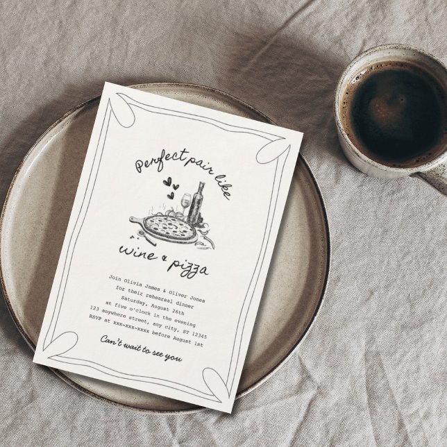 Invitation Dîner de préparation de vin et de pizza (Créateur téléchargé)