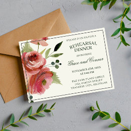Invitation Dîner de répétition À feuillage persistant rose fl