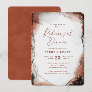 Invitation Dîner de répétition Abstrait Burnt Orange Mariage
