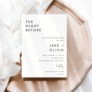 Invitation Dîner de répétition aligné minimaliste noir et bla