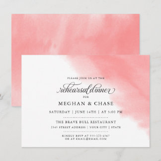 Invitation Dîner de répétition | Aquarelle Rose corail