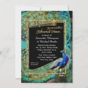 Invitation Dîner de répétition Art Déco Peacock Glam Hollywoo