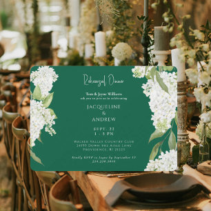 Invitation Dîner de répétition aux hydrangeas blancs et verts