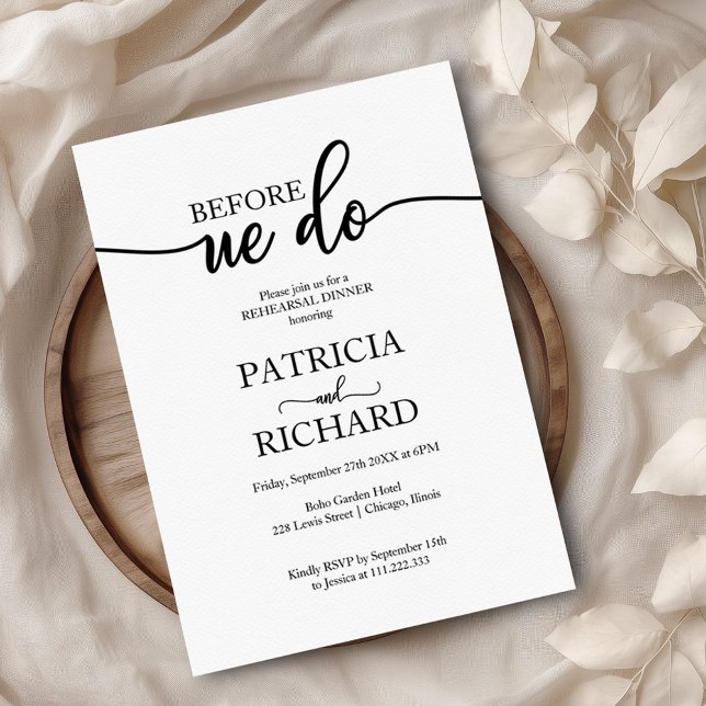 Invitation Dîner De Répétition Avant De Faire Simple Élégant (Créateur téléchargé)