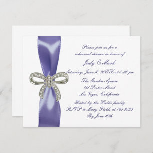 Invitation Dîner de répétition avec Bow Diamond bleu violet