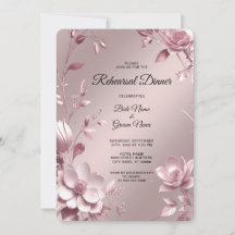 Dîner de répétition avec cadre floral rose délicat