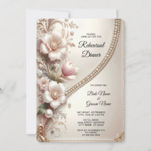 Invitation Dîner de répétition avec embellissements floraux e