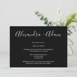 Invitation Dîner de répétition Black Chic Calligraphy Invitat