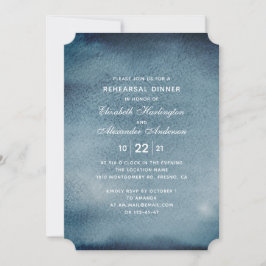 Invitation Dîner de répétition bleu. Aquarelle marine moderne