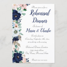 Dîner de répétition bleu marine Élégantes fleurs