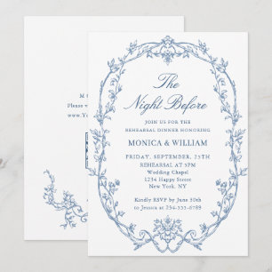 Invitation Dîner de répétition bleu victorien Dusty Code QR