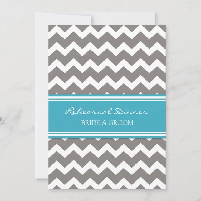 Invitation Dîner de répétition Blue Grey Chevron (Devant)