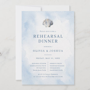Invitation Dîner de répétition Blue Seashell Beach