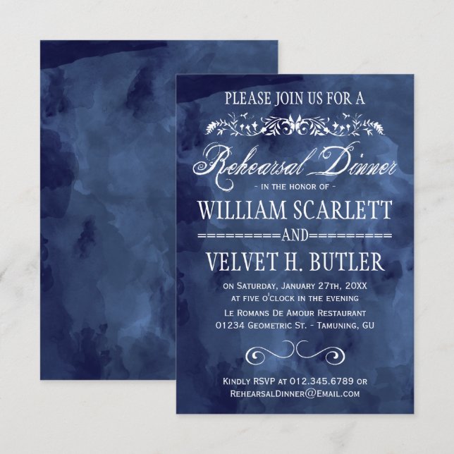 Invitation Dîner de répétition bohème de la marine (Devant / Derrière)