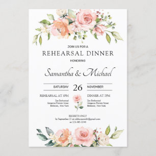 Invitation Dîner de répétition boho rose vif
