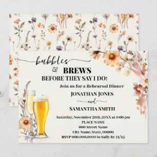 Invitation Dîner de répétition Bubbles & Brews Fleurs sauvage