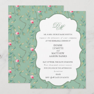 Invitation Dîner de répétition Cameo Green et Basil Green