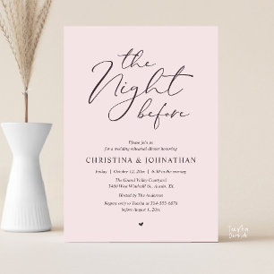 Invitation “Dîner de répétition chuchotant Blush la veille”