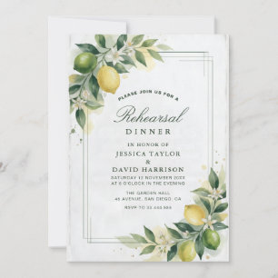 Invitation Dîner de répétition Citron Vert Aquarelle