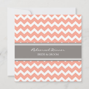 Invitation Dîner de répétition Coral Grey Chevron