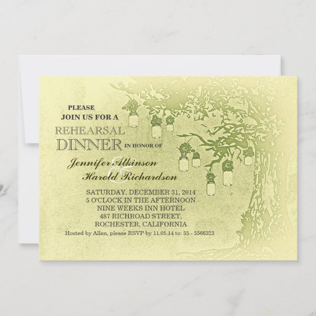 Invitation Dîner de répétition d'arbre de jarres de maçon rus (Devant)