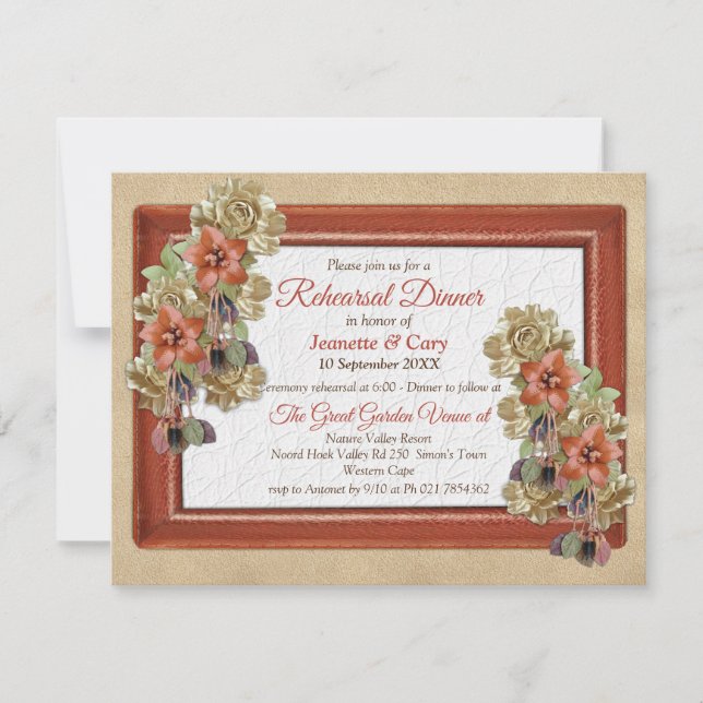 Invitation Dîner de répétition d'art en cuir et daim (Devant)