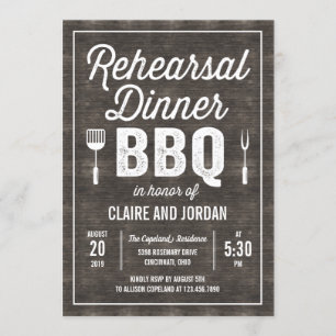 Invitation Dîner de répétition de barbecue en bois rustique I