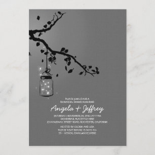 Invitation Dîner de répétition de bocal de lucioles romantiqu