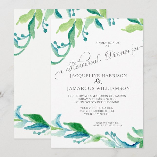 Invitation Dîner de répétition de BOHO Outdoor Garden (Devant / Derrière)