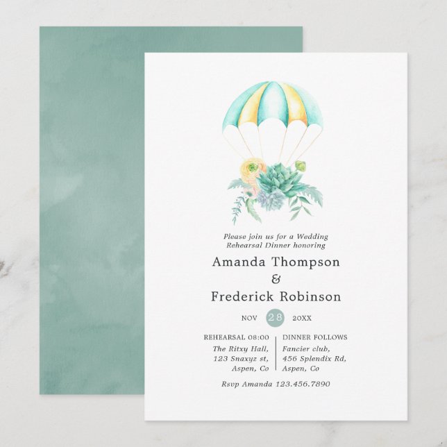 Invitation Dîner de répétition de bouquet floral (Devant / Derrière)