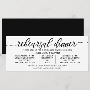 Invitation Dîner de répétition de calligraphie noir et blanc
