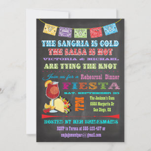Invitation Dîner de répétition de Chalkboard Mexicaine Fiesta